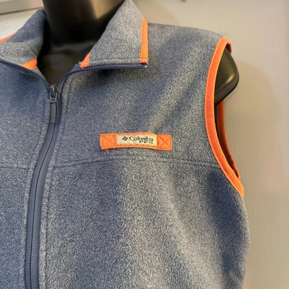 Columbia PFG Fleece Vest | Dusty Blue with Coral Pink Trim Warm - Picture 2 of 6